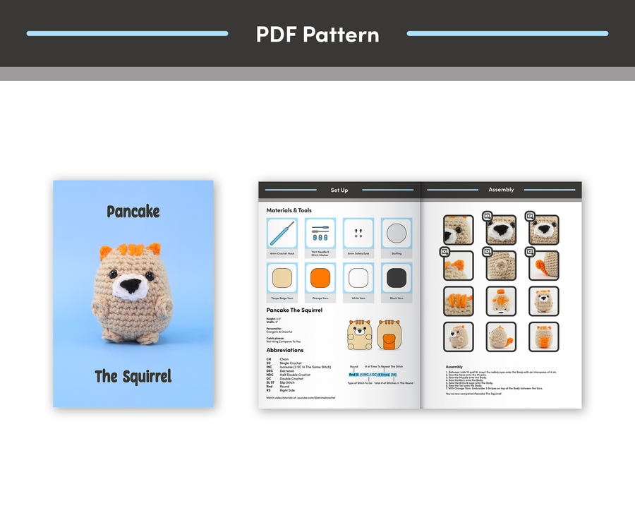 Pancake The Squirrel Crochet Pattern & Video
