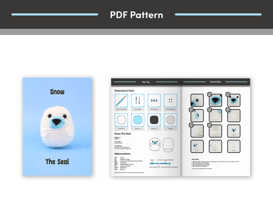 Snow The Seal Crochet Pattern & Video
