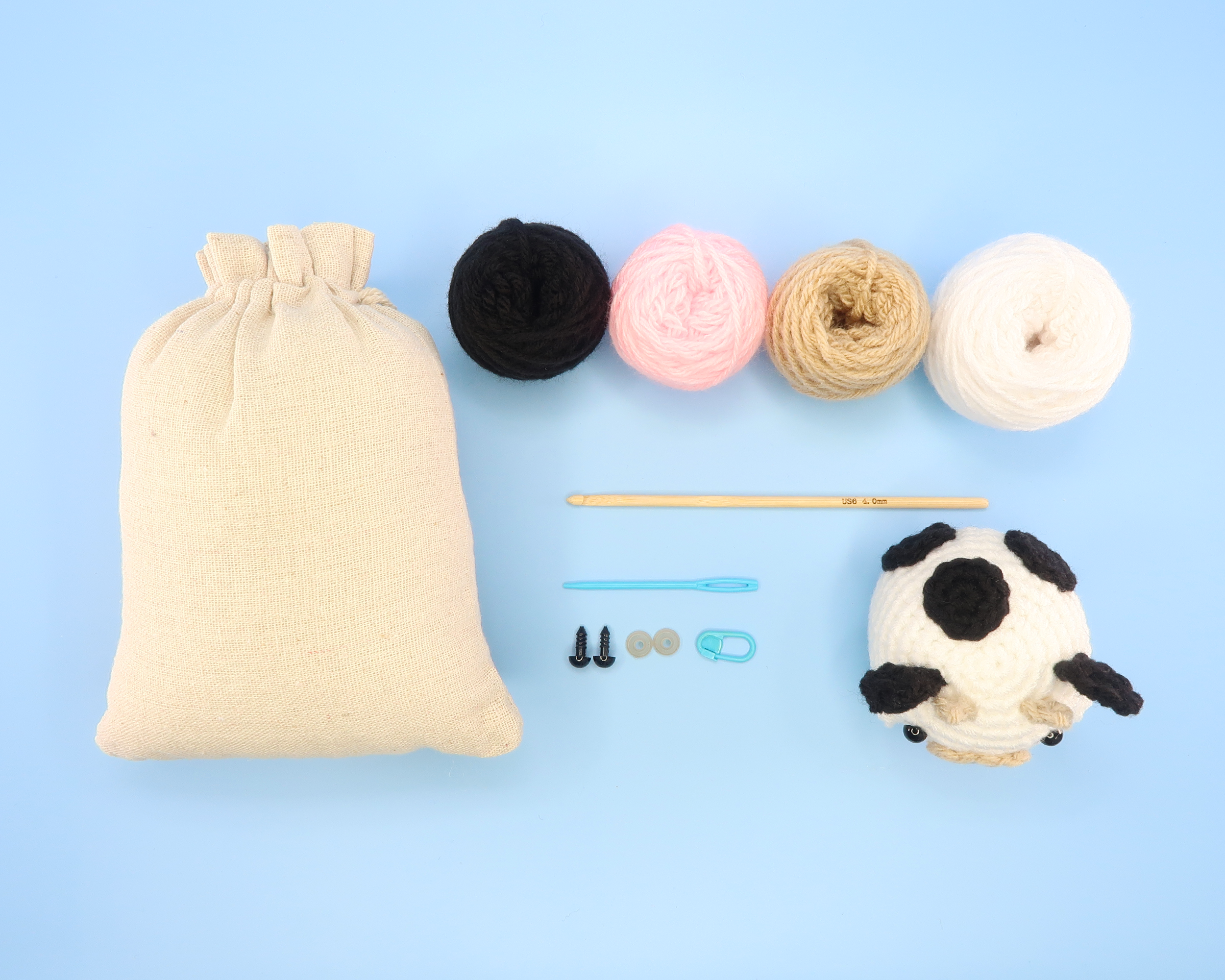 Cow Craft Kit  Cow Crochet Kit - Intermediate Skill Level - Makes One Cow  8.5 x 7 x 4in. (nmnccrchktcow) 