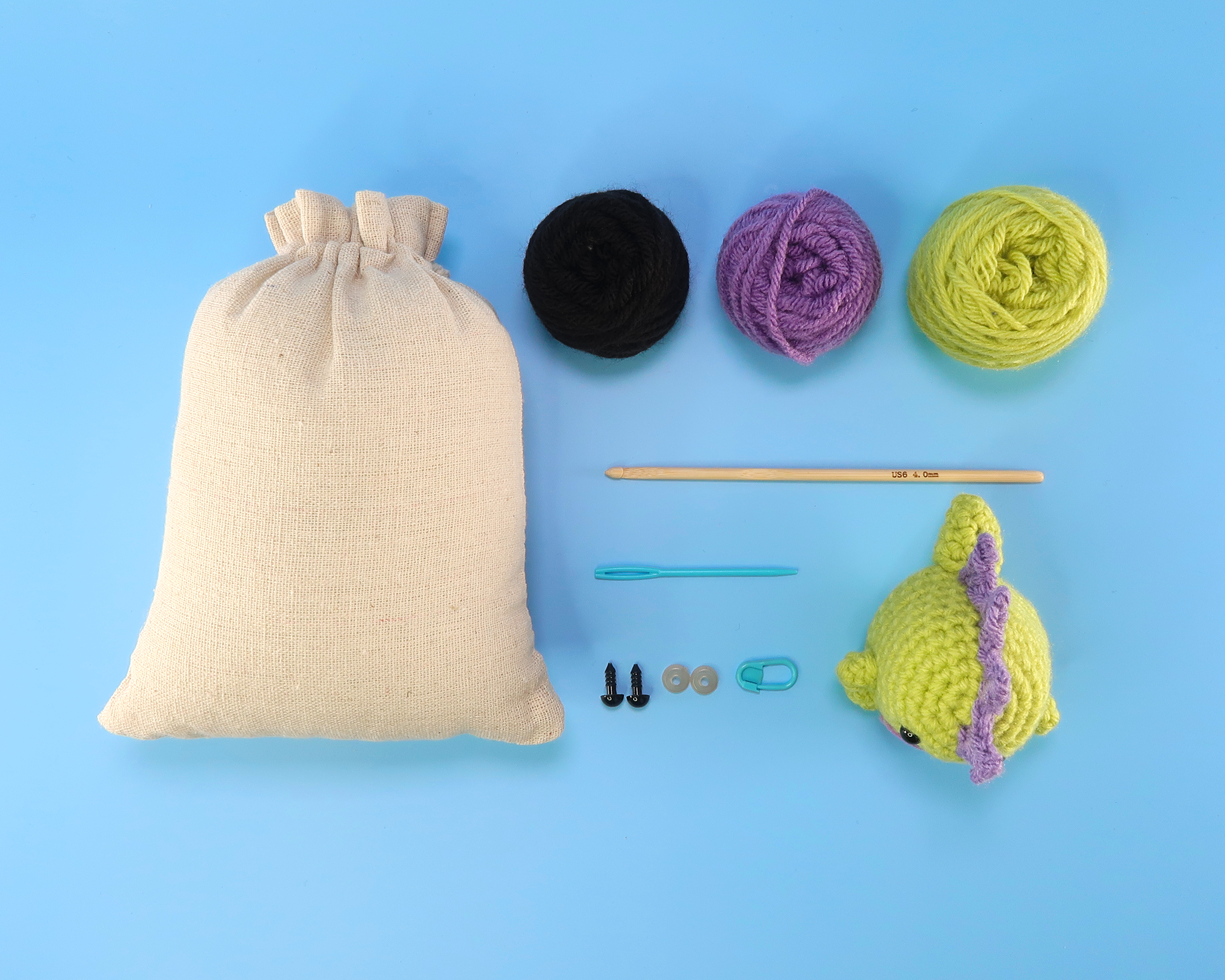 DIY Cartoon Dinosaur Crochet Kit With Crochet Hook Marker Buckle