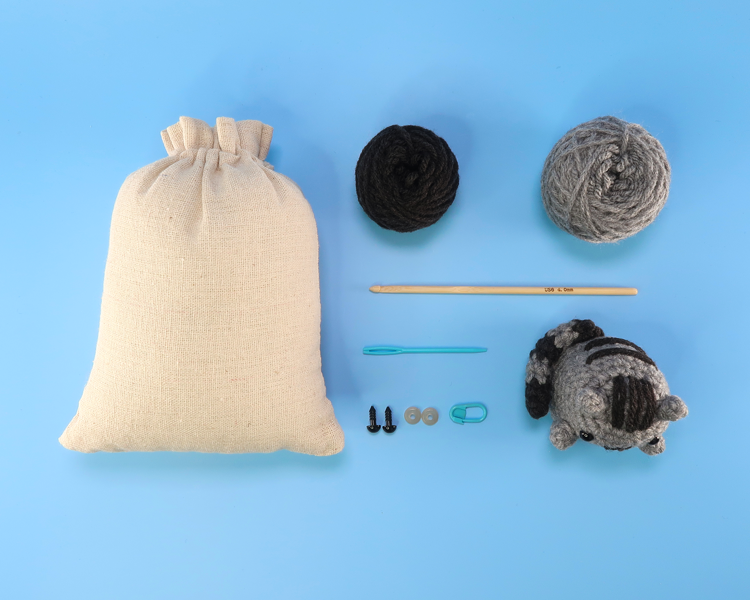 Grey Cat Crochet Kit & Pattern